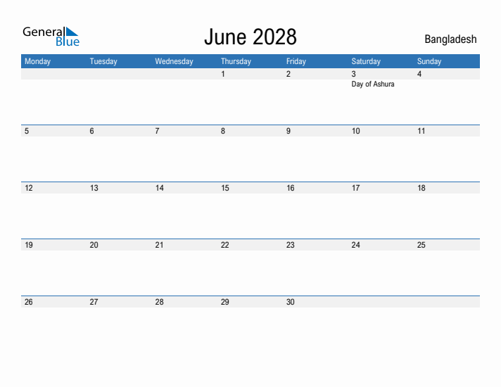 Fillable June 2028 Calendar