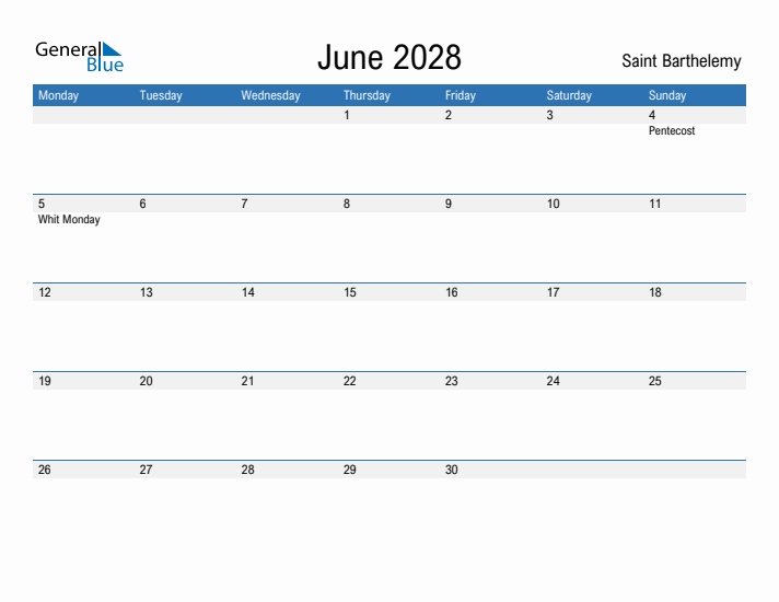 Fillable June 2028 Calendar