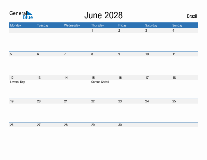 Fillable June 2028 Calendar