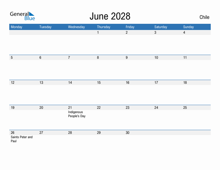 Fillable June 2028 Calendar