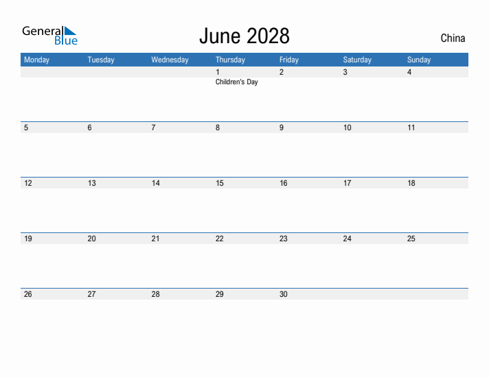 Fillable June 2028 Calendar