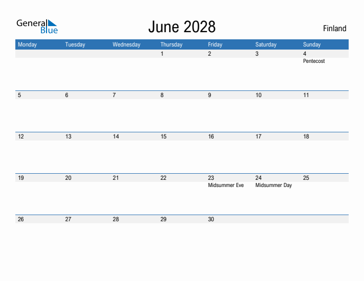 Fillable June 2028 Calendar