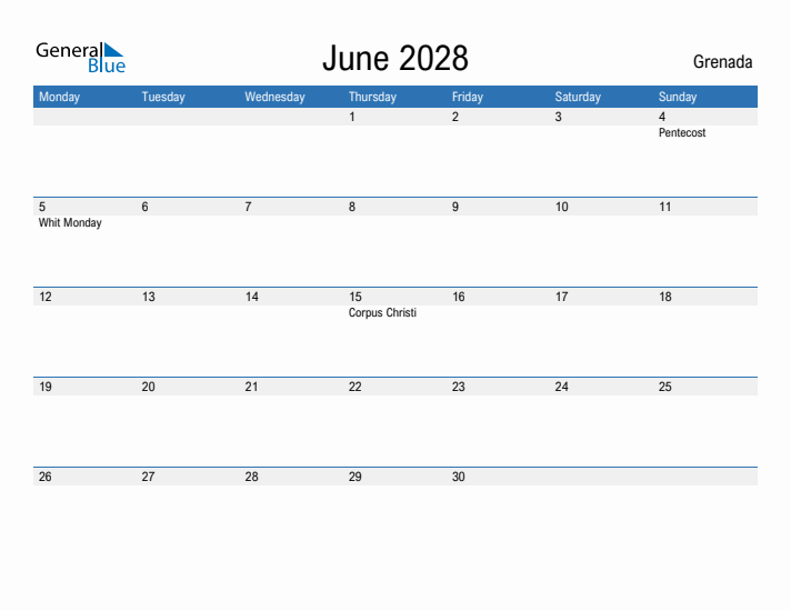 Fillable June 2028 Calendar