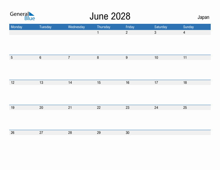 Fillable June 2028 Calendar