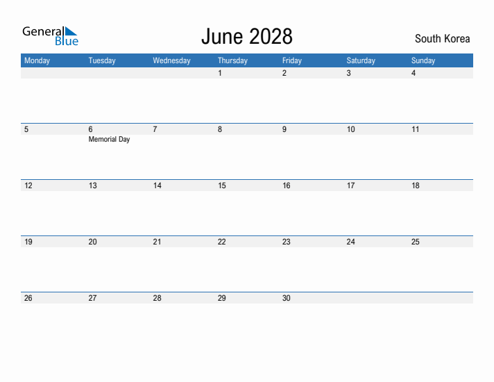 Fillable June 2028 Calendar