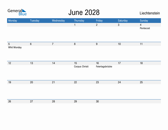 Fillable June 2028 Calendar