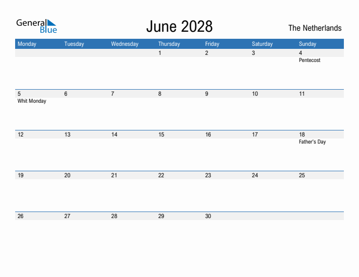 Fillable June 2028 Calendar