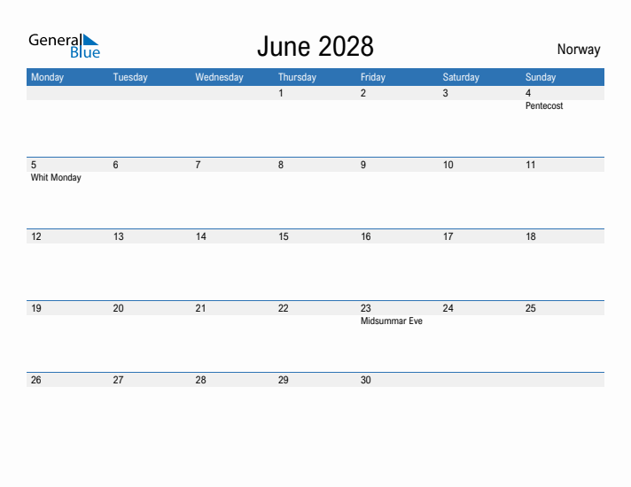 Fillable June 2028 Calendar