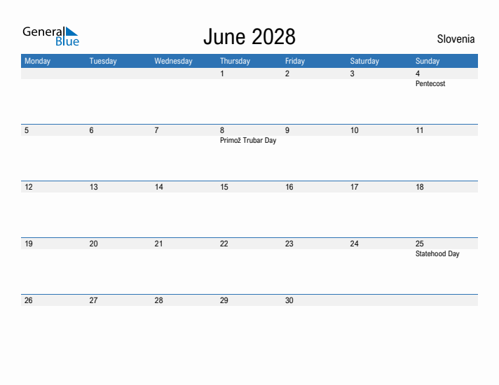 Fillable June 2028 Calendar