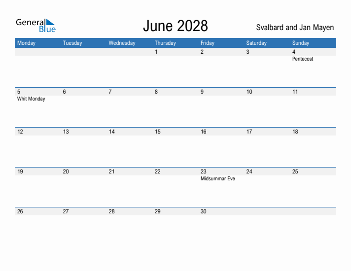 Fillable June 2028 Calendar