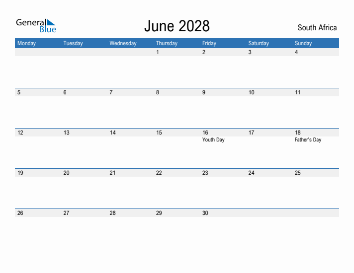 Fillable June 2028 Calendar