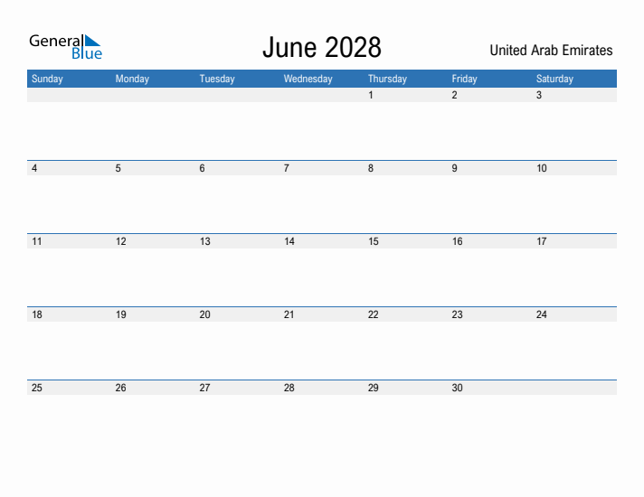 Fillable June 2028 Calendar