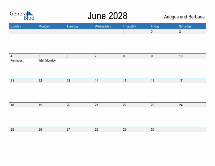 Fillable June 2028 Calendar