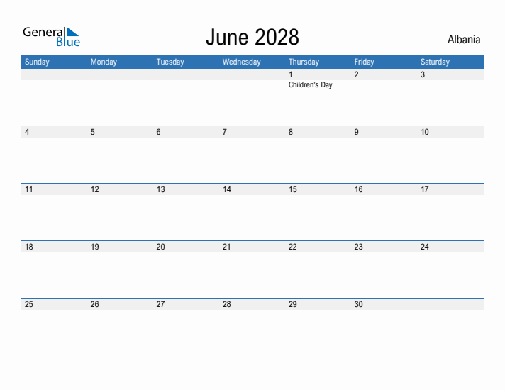 Fillable June 2028 Calendar