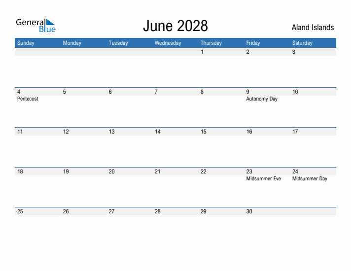 Fillable June 2028 Calendar