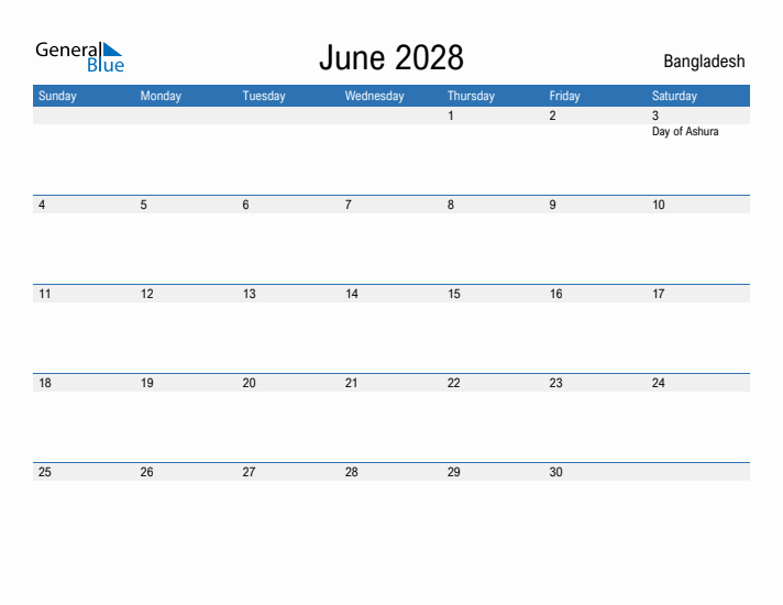 Fillable June 2028 Calendar