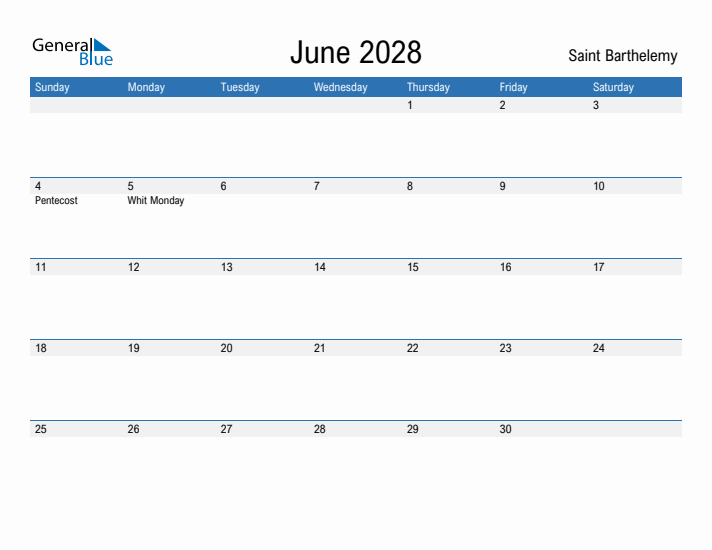 Fillable June 2028 Calendar