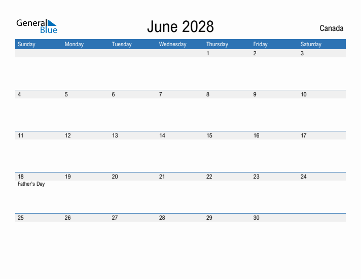 Fillable June 2028 Calendar