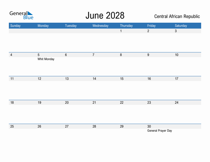 Fillable June 2028 Calendar