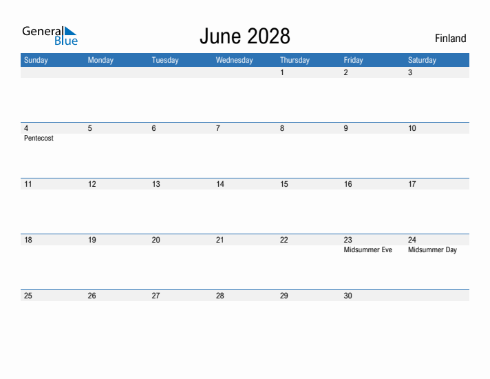 Fillable June 2028 Calendar