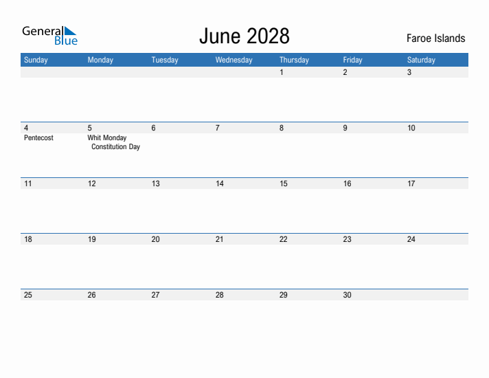 Fillable June 2028 Calendar