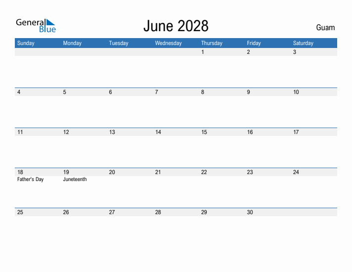 Fillable June 2028 Calendar