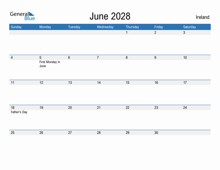 Fillable June 2028 Calendar