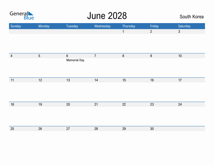 Fillable June 2028 Calendar