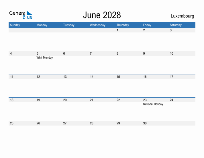 Fillable June 2028 Calendar