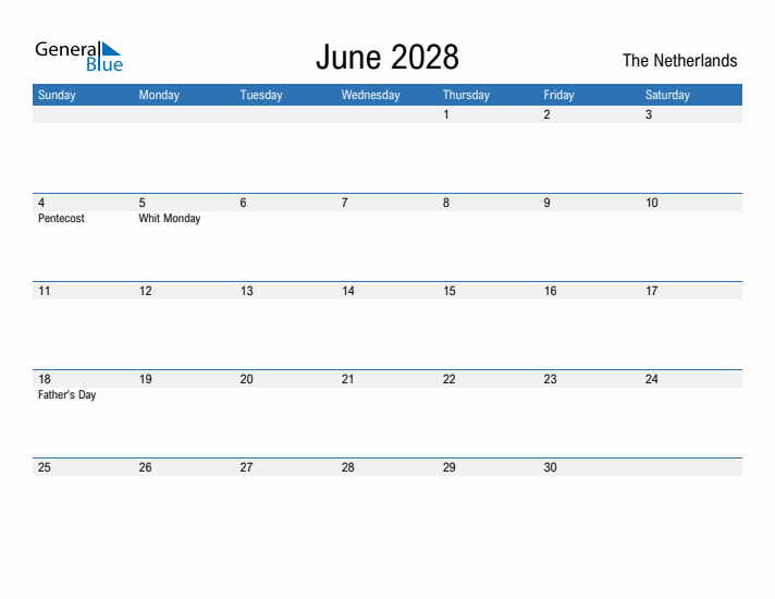 Fillable June 2028 Calendar