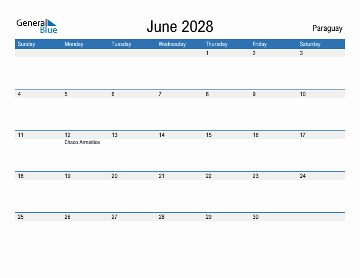 Fillable June 2028 Calendar