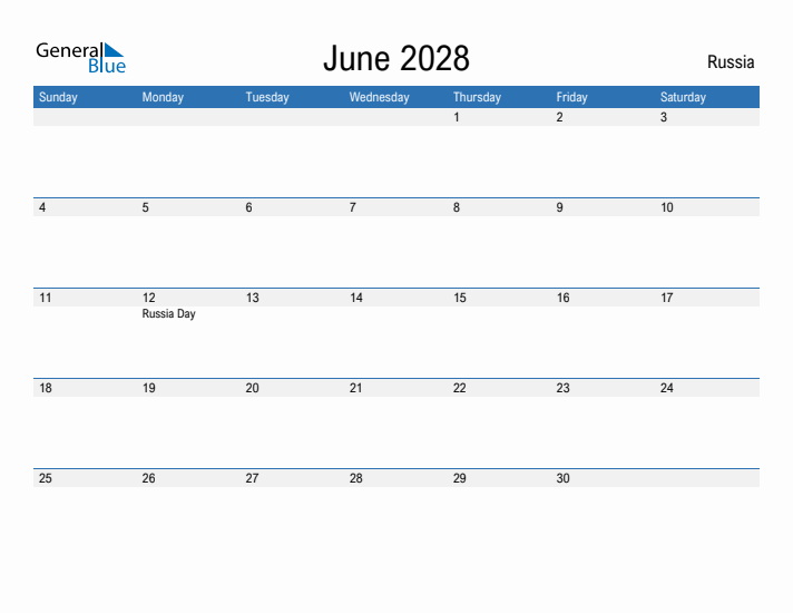 Fillable June 2028 Calendar