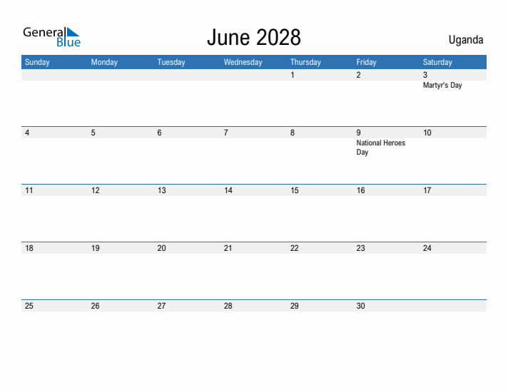 Fillable June 2028 Calendar