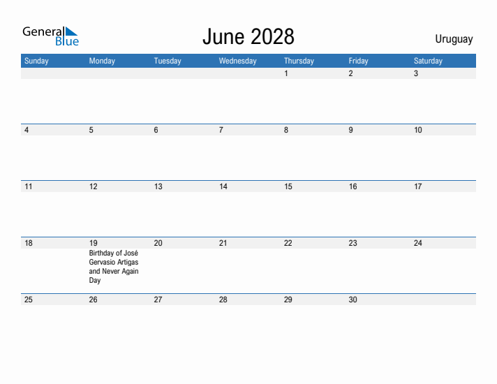 Fillable June 2028 Calendar