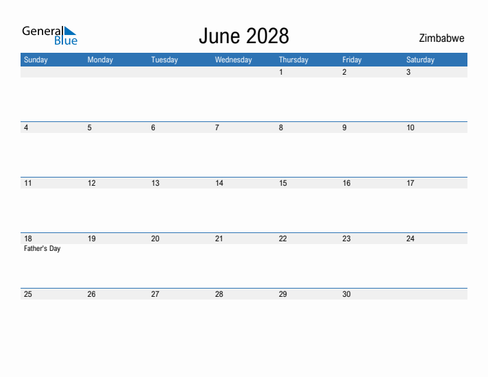 Fillable June 2028 Calendar