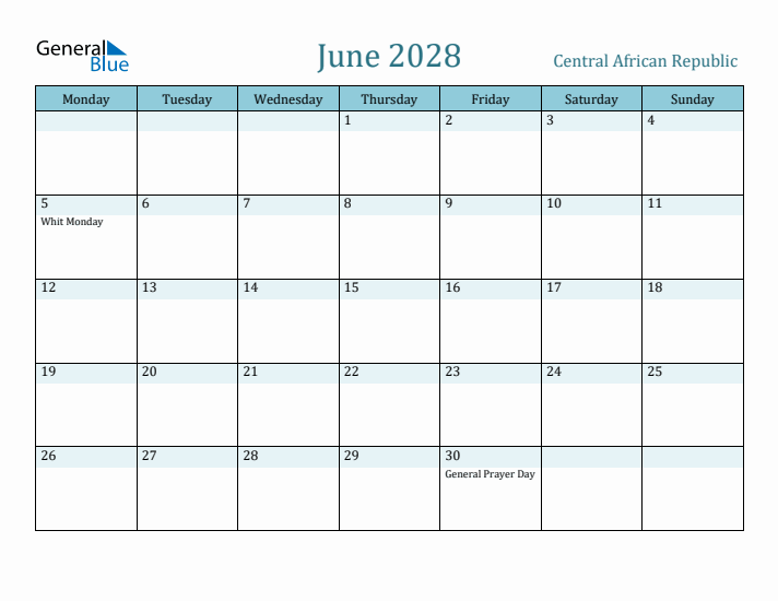 June 2028 Calendar with Holidays