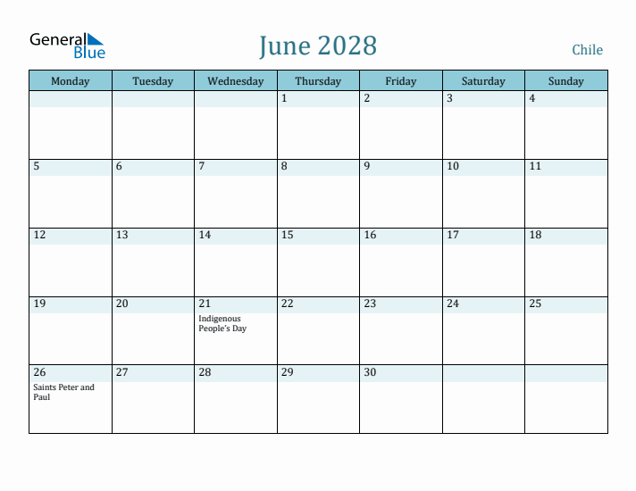 June 2028 Calendar with Holidays