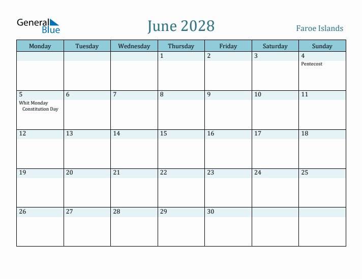 June 2028 Calendar with Holidays