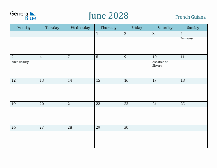 June 2028 Calendar with Holidays