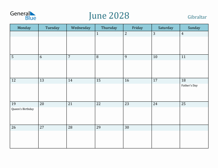 June 2028 Calendar with Holidays