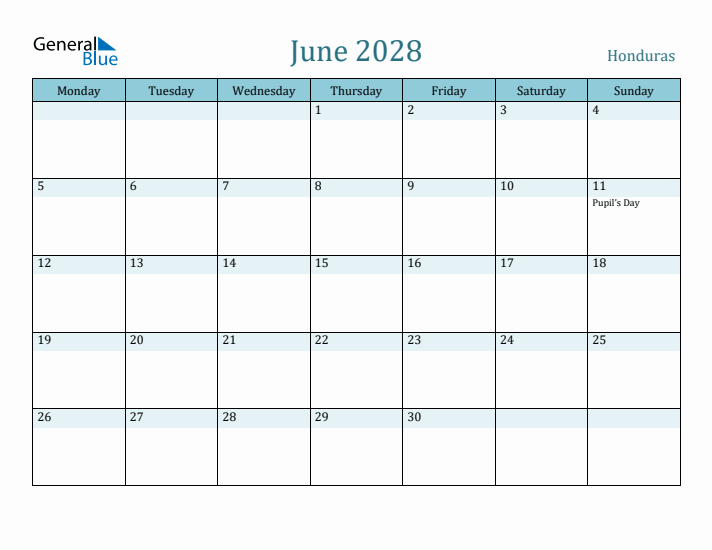 June 2028 Calendar with Holidays