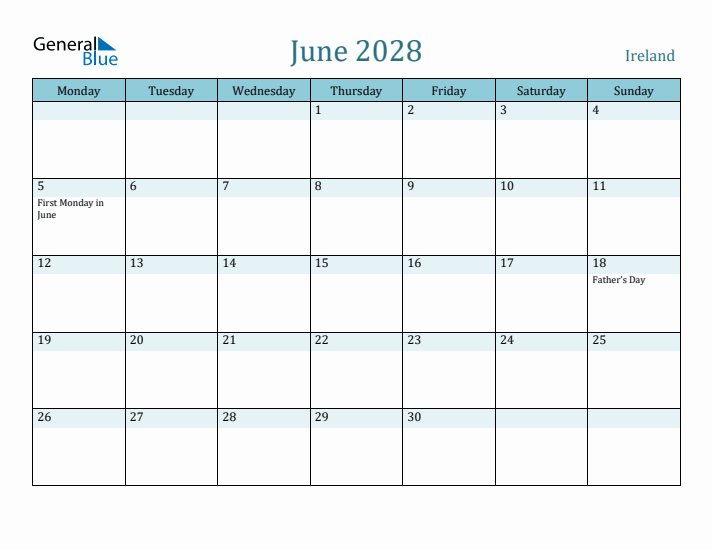 June 2028 Calendar with Holidays