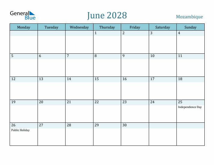 June 2028 Calendar with Holidays