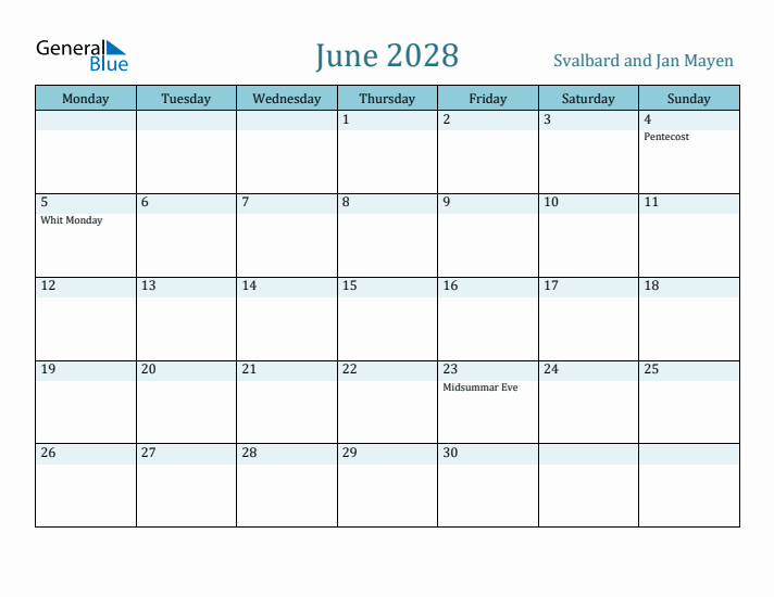 June 2028 Calendar with Holidays