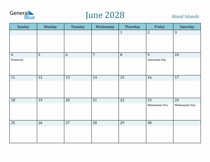 June 2028 Calendar with Holidays