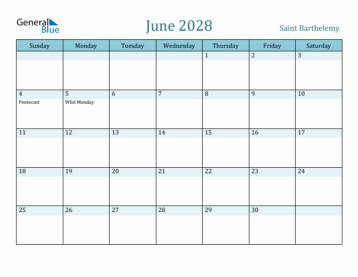 June 2028 Calendar with Holidays