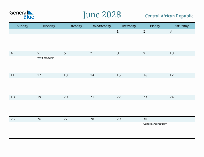 June 2028 Calendar with Holidays