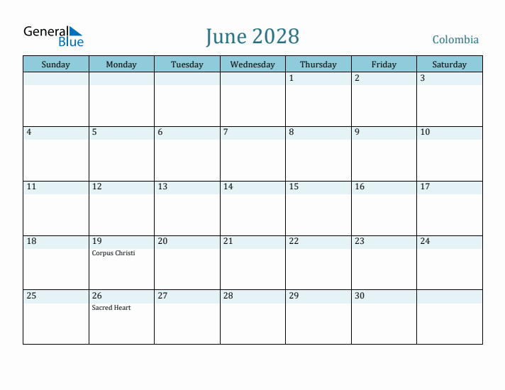 June 2028 Calendar with Holidays