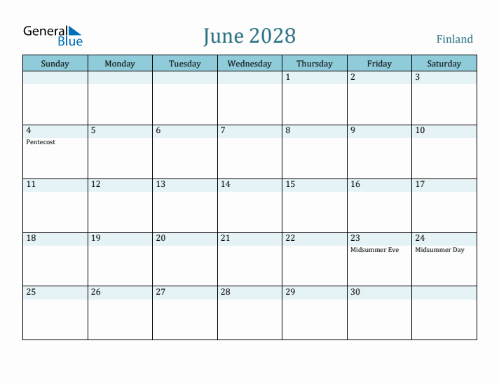 June 2028 Calendar with Holidays