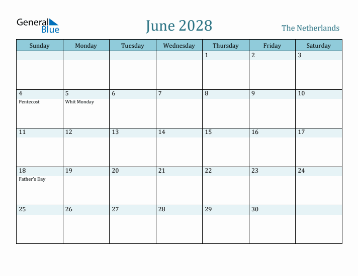 June 2028 Calendar with Holidays